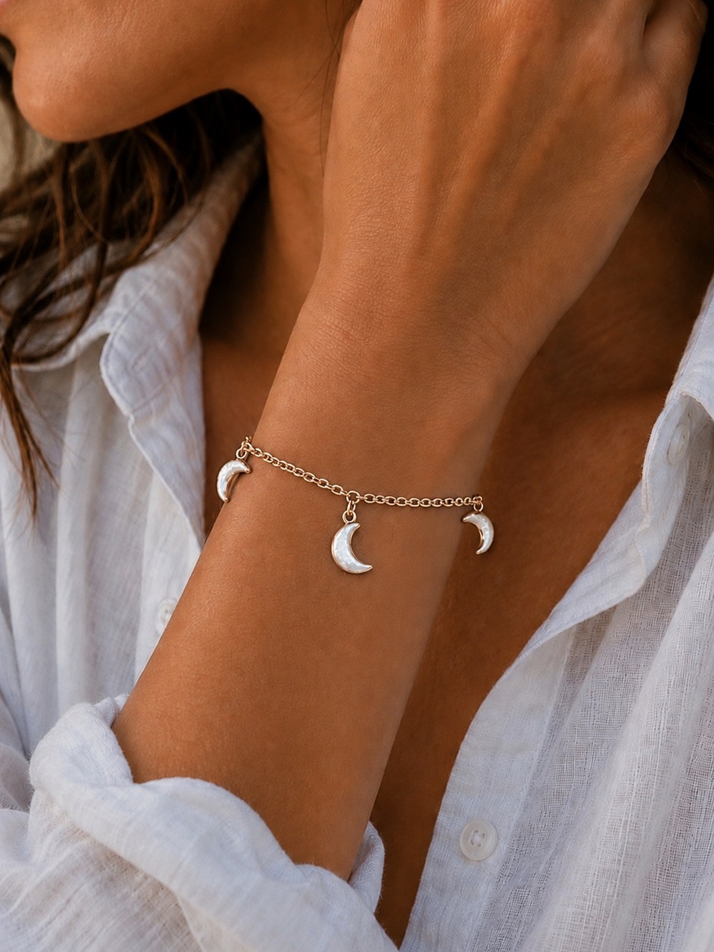 Freshwater Pearl Moon Bracelet/Anklet - Made to Order